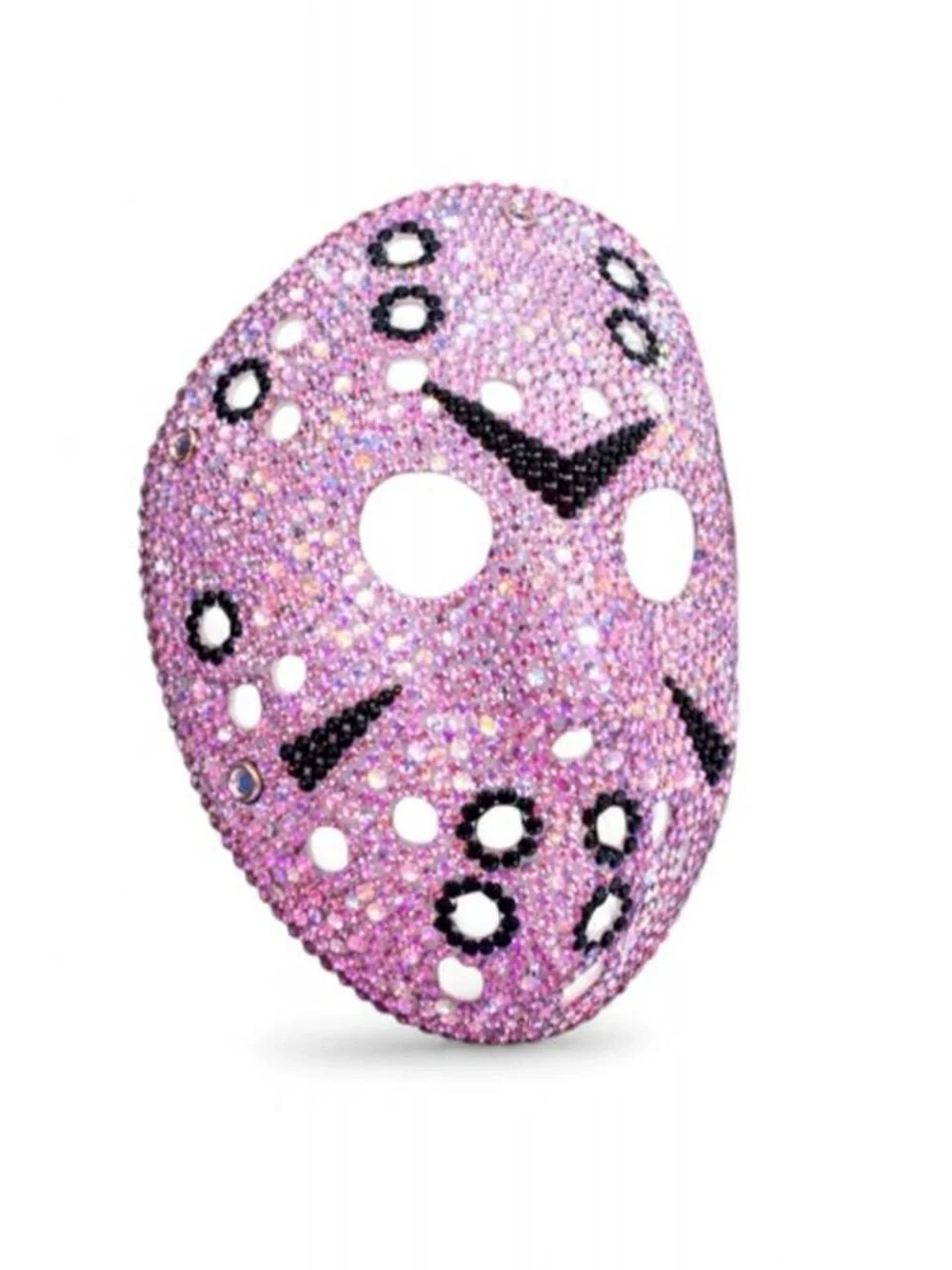 Jason Light Rose Pink & Black Crystal Bling Sparkly Hockey Mask Horror New